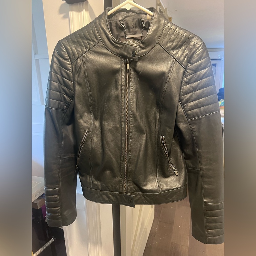 Badgley Mischka Black Leather Moto Jacket